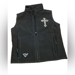 COWGIRL HARDWARE GIRLS' SASSY COWGIRLS VEST. CROSS EMBROIDERED. SZ 7-8. EC